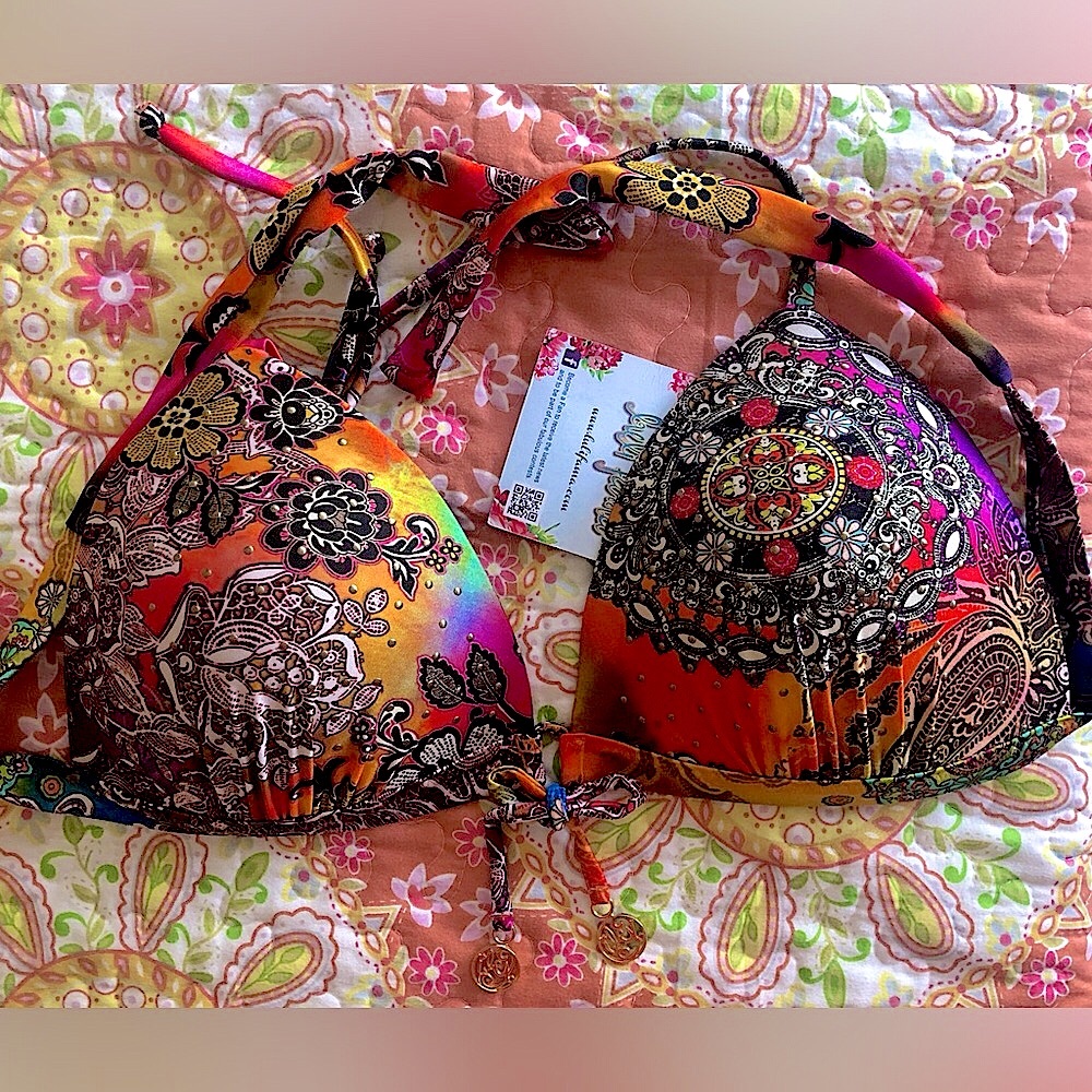 Luli Fama Multicolor Bikini Top NEW with tags  size XL